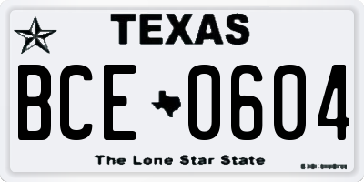 TX license plate BCE0604