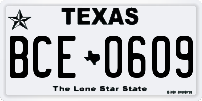 TX license plate BCE0609