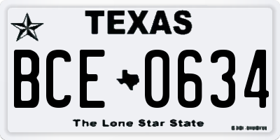 TX license plate BCE0634