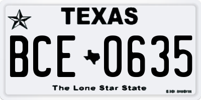 TX license plate BCE0635