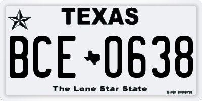 TX license plate BCE0638
