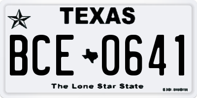 TX license plate BCE0641