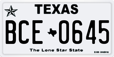 TX license plate BCE0645