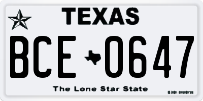 TX license plate BCE0647