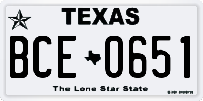 TX license plate BCE0651