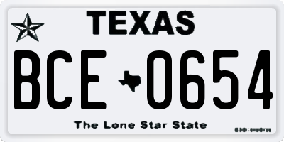 TX license plate BCE0654