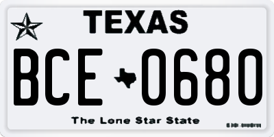 TX license plate BCE0680