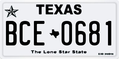 TX license plate BCE0681