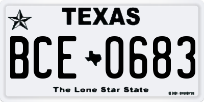 TX license plate BCE0683