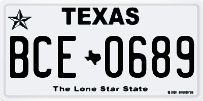 TX license plate BCE0689