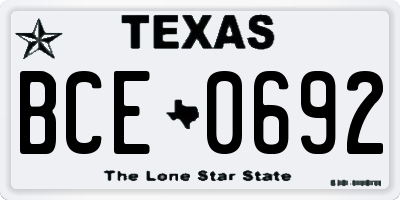 TX license plate BCE0692