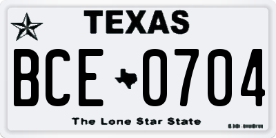 TX license plate BCE0704