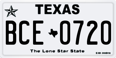 TX license plate BCE0720