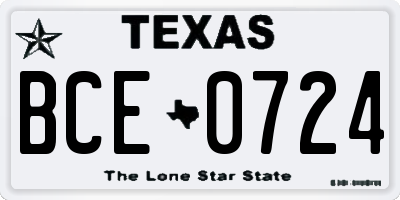 TX license plate BCE0724