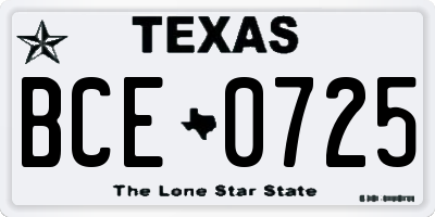 TX license plate BCE0725