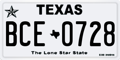 TX license plate BCE0728