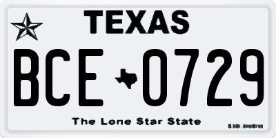 TX license plate BCE0729