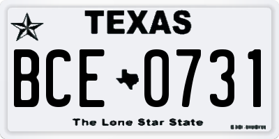 TX license plate BCE0731