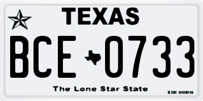 TX license plate BCE0733