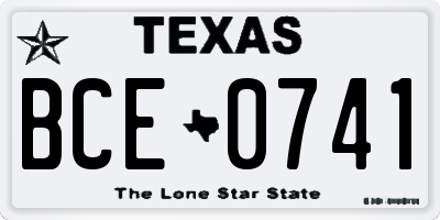 TX license plate BCE0741