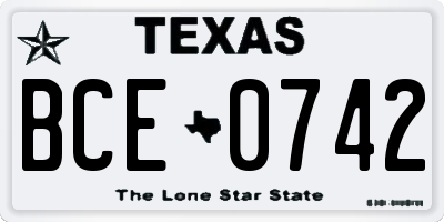 TX license plate BCE0742