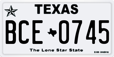 TX license plate BCE0745