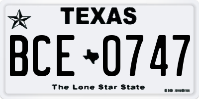 TX license plate BCE0747