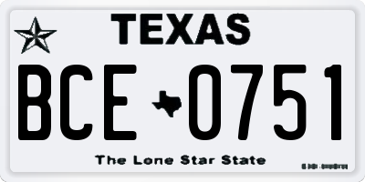 TX license plate BCE0751