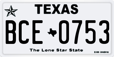 TX license plate BCE0753