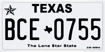 TX license plate BCE0755