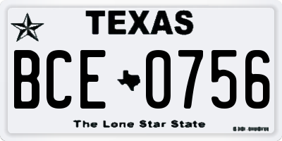 TX license plate BCE0756