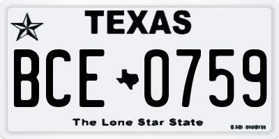 TX license plate BCE0759