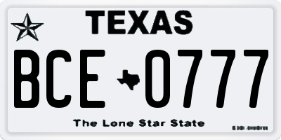 TX license plate BCE0777