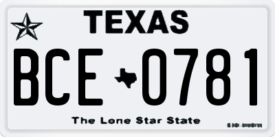 TX license plate BCE0781