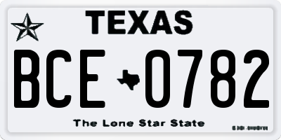 TX license plate BCE0782