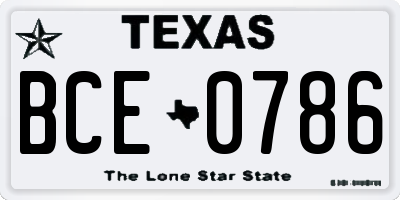 TX license plate BCE0786