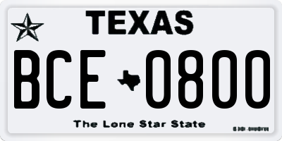 TX license plate BCE0800
