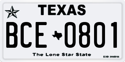 TX license plate BCE0801