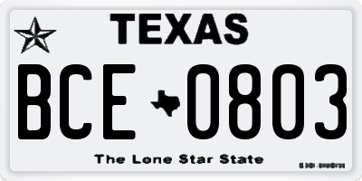 TX license plate BCE0803