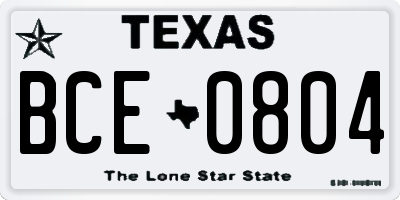 TX license plate BCE0804