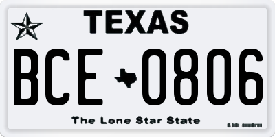 TX license plate BCE0806