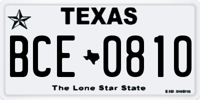 TX license plate BCE0810