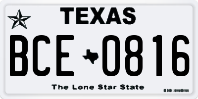 TX license plate BCE0816