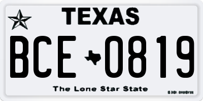 TX license plate BCE0819