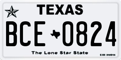 TX license plate BCE0824