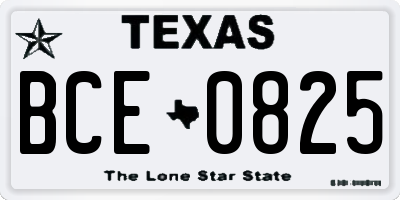 TX license plate BCE0825
