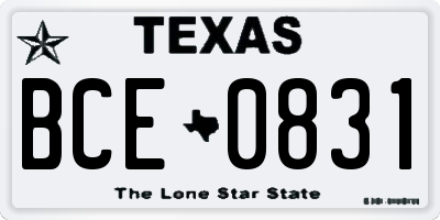 TX license plate BCE0831