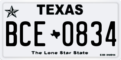 TX license plate BCE0834