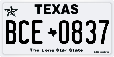 TX license plate BCE0837
