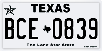 TX license plate BCE0839